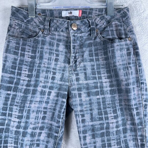Cabi Jeans Skinny Denim Stretch Grid Print Low Rise Womens Navy Gray Size 8 - Picture 3 of 12